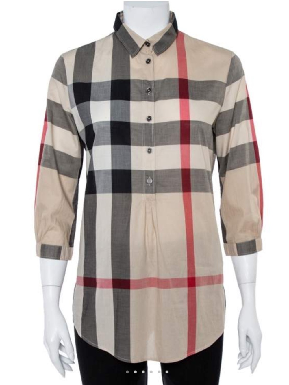 Authentic Burberry Brit Beige Nova Check Cotton Tunic Shirt Size Medium
